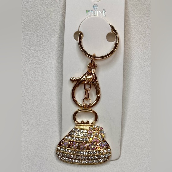 BAG CHARM Chic Gold and Iridescent Purse Key Holder - Picture 1 of 6